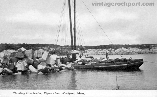 Building Breakwater, Pigeon Cove, Rockport, Mass., circa 1905 Building Breakwater, Pigeon Cove, Rockport, Mass., circa 1905